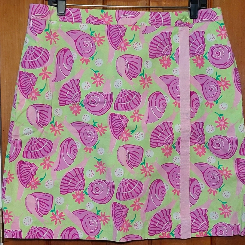 Vintage Lilly Pulitzer Pink/Grn Snail Pattern Skort Sz 12